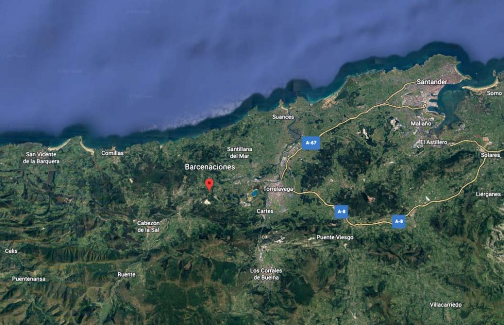barcenaciones en el mapa de Cantabria